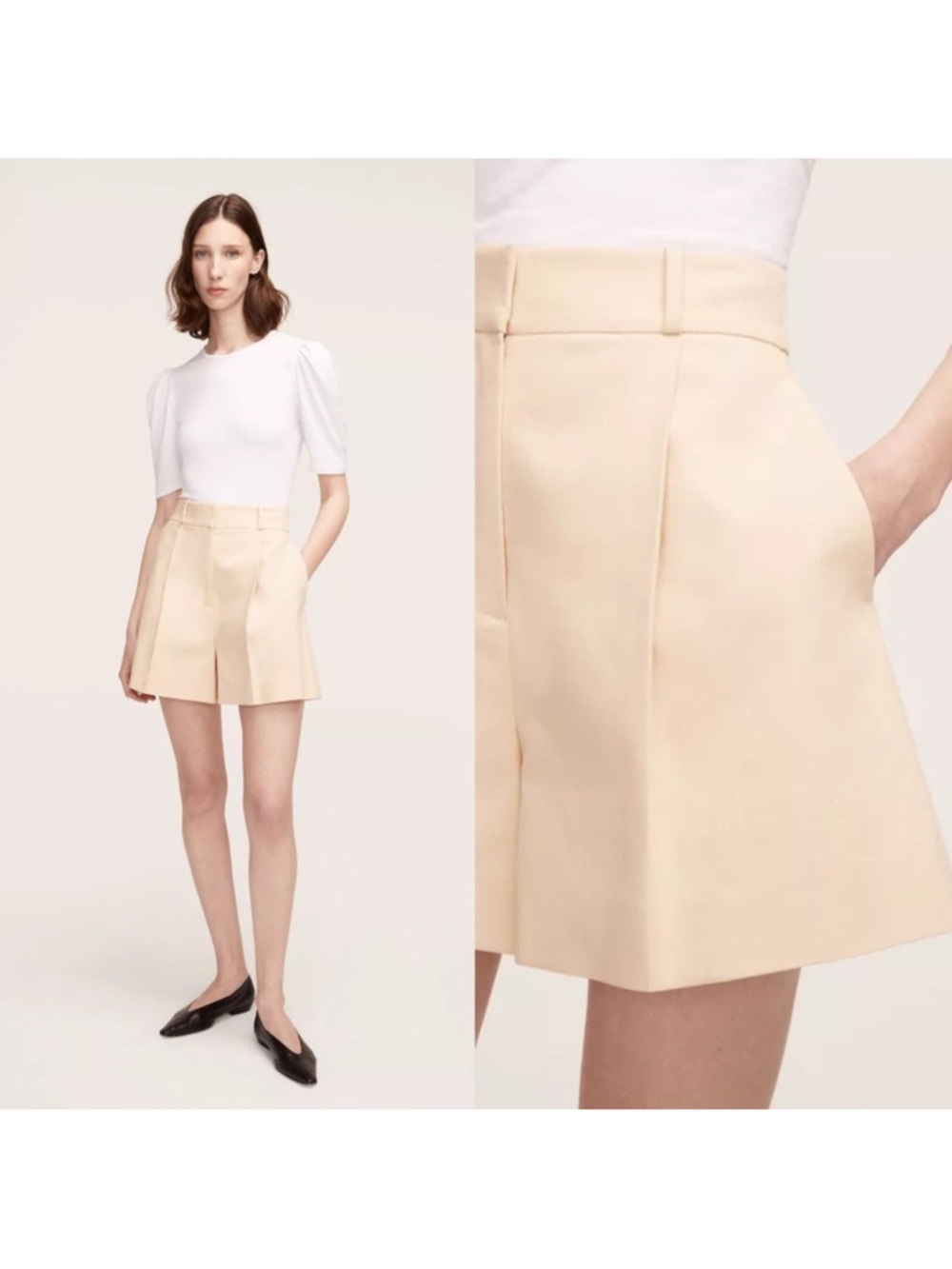 NWT Rebecca Taylor Tailored High Waist Suiting Shorts Size 6 Straw